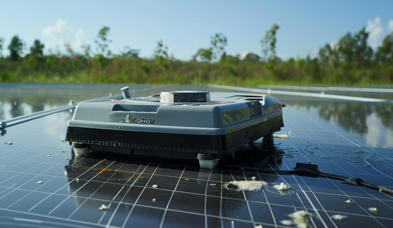 How does the "cleaning robot" on the photovoltaic panel work?
